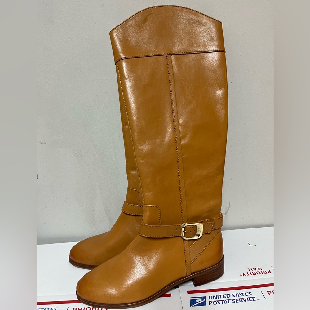 Vince Camuto Tall Leather Riding Boots in Cognac Brown